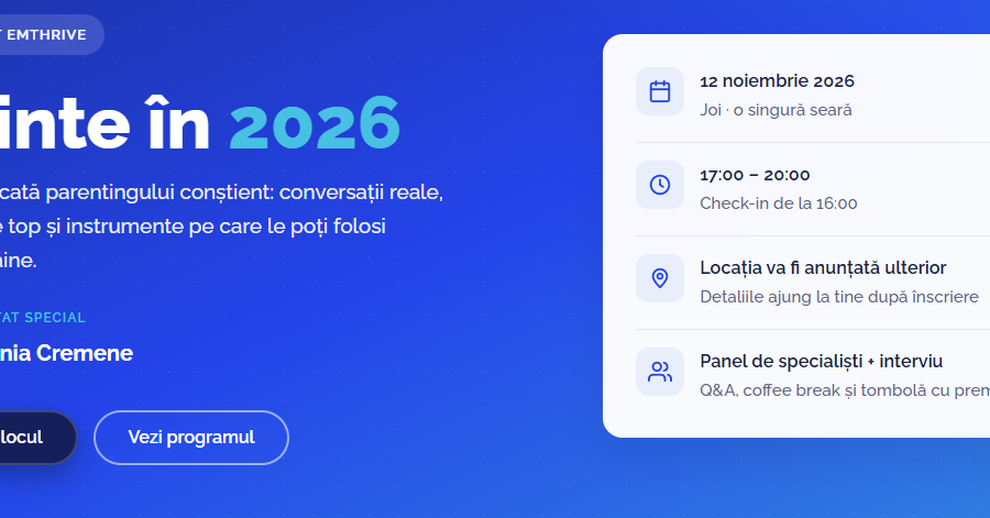 Conferința Părinte în 2026, organizată de Emthrive pe 12 noiembri